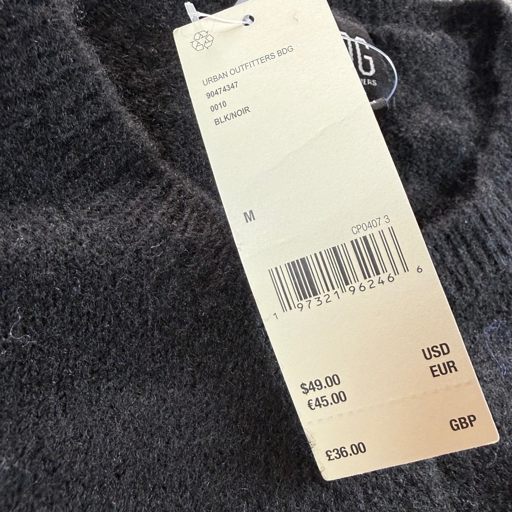 Urban Outfitters BDG Black Fuzzy Button Front Cardigan Sweater Medium - Picture 5 of 8